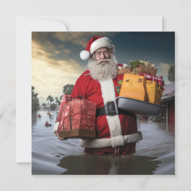Tarjeta de un solo lado de Aussie Santa Flood (Anverso)