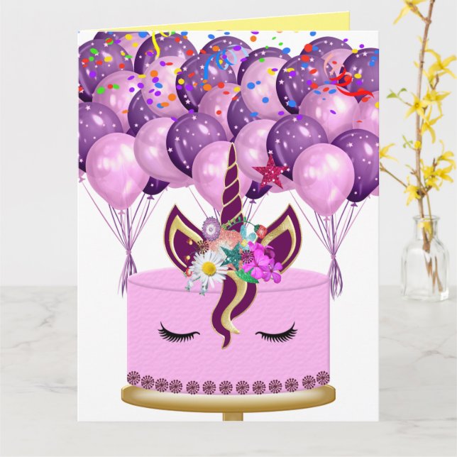 Tarjeta de unicornio (flor amarilla)