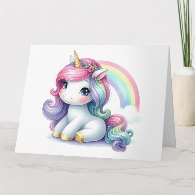 Tarjeta de Unicornio Adorable (Anverso)