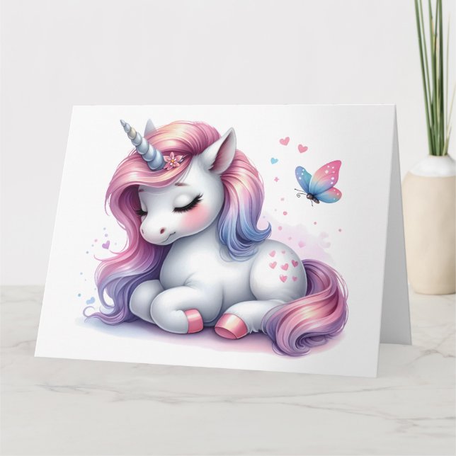 Tarjeta de Unicornio Adorable (Anverso)