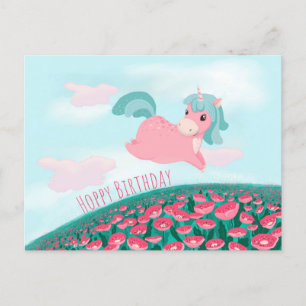Tarjeta de unicornio de dibujos animados lindo ros
