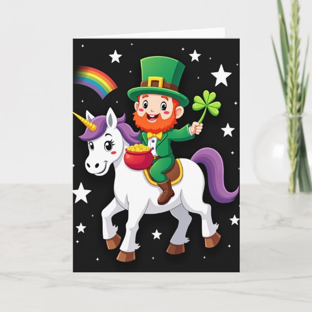 Tarjeta de Unicornio Duende Afortunado (Anverso)