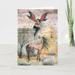 Tarjeta de Unicornio Hada Otoño Encantado