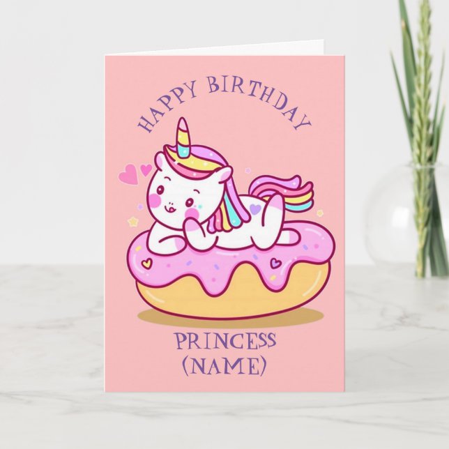Tarjeta de unicornio para el cumpleaños de la prin (Anverso)