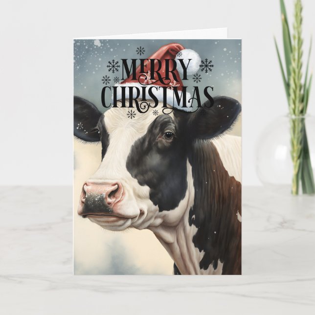 Tarjeta de vaca única para Navidades (Anverso)