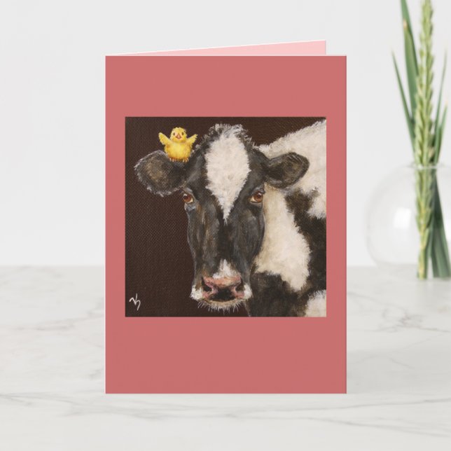 tarjeta de vaca y peep (Anverso)