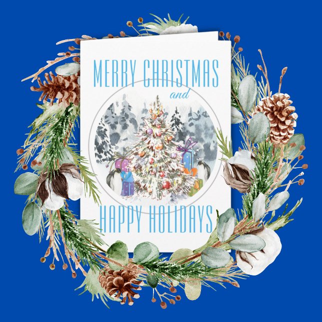 Tarjeta de vacaciones 5"x7" para Navidades pingüin (Subido por el creador)