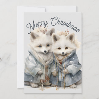 Tarjeta de vacaciones Adorable Artic Foxes