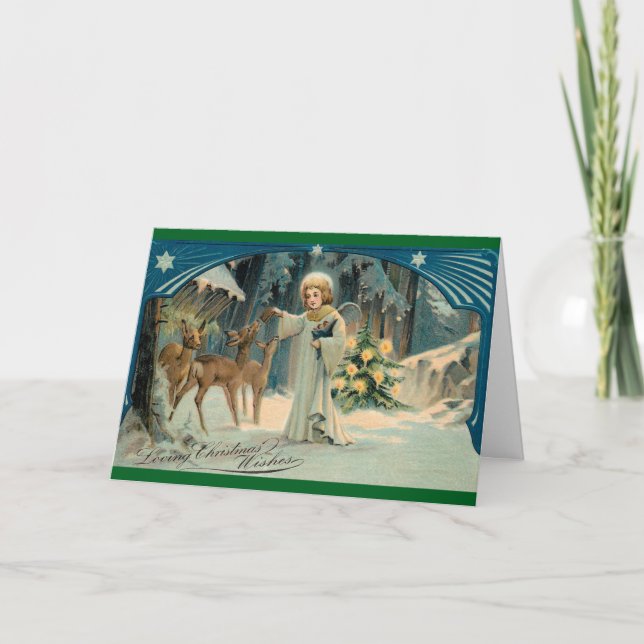 Tarjeta de vacaciones Angel Feeding Deer (Anverso)
