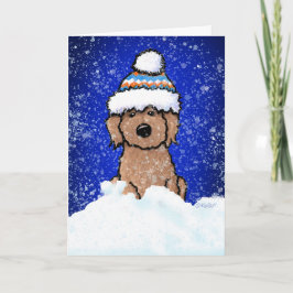 Tarjeta de vacaciones Apricot Doodle para invierno