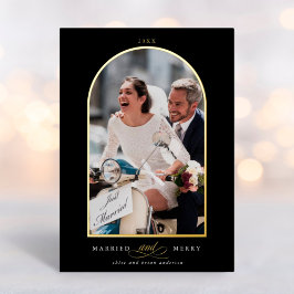 Tarjeta de vacaciones Arch Photo Married and Merry