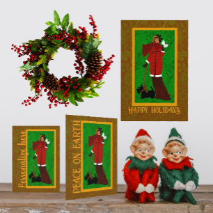 Tarjeta de vacaciones Art Nouveau Scotty Dog