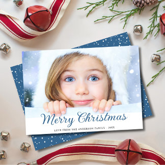 Tarjeta de vacaciones azul de Navidad moderna