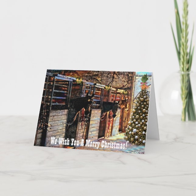 Tarjeta de vacaciones Barn Horse Navidades (Anverso)