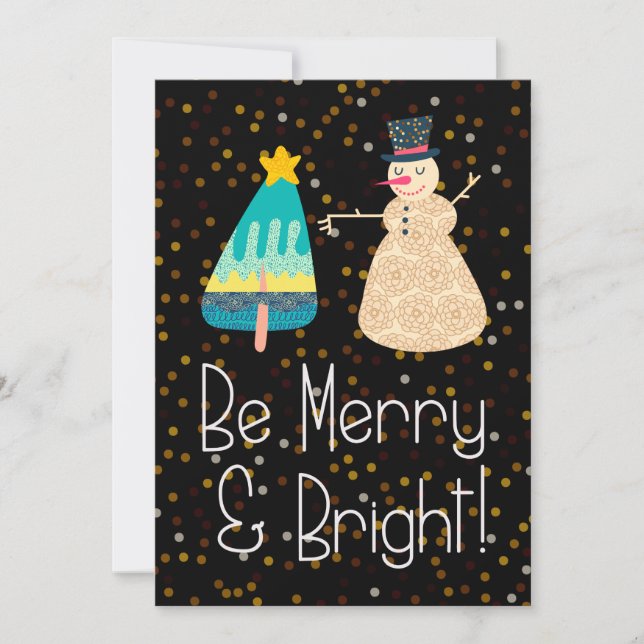 Tarjeta de vacaciones Be Merry and Bright Navidade (Anverso)