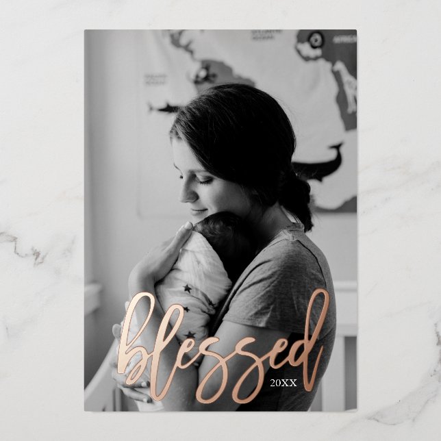 Tarjeta de vacaciones bendita de anuncio de bebé c (Anverso)