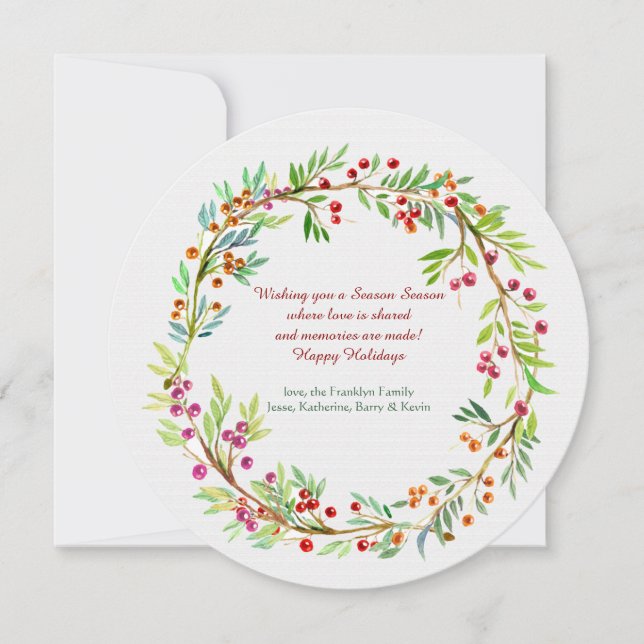Tarjeta de vacaciones Berry Wreath (Anverso)
