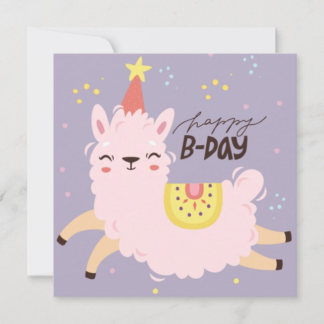 Tarjeta de vacaciones Birday Llama (Anverso)