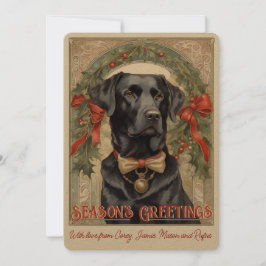Tarjeta de vacaciones Black Lab Dog Vintage