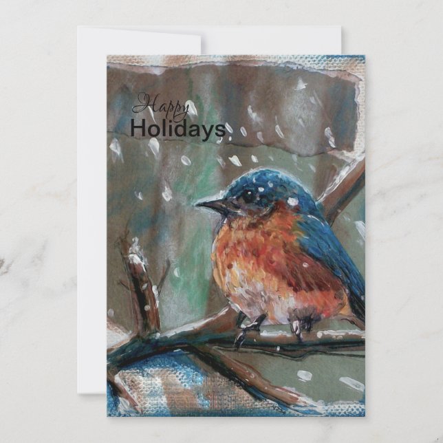 Tarjeta de vacaciones Blue Bird Adorable Little Wi (Anverso)