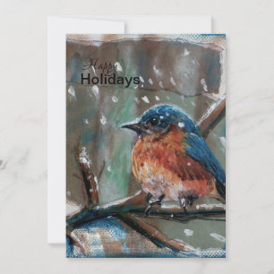 Tarjeta de vacaciones Blue Bird Adorable Little Wi
