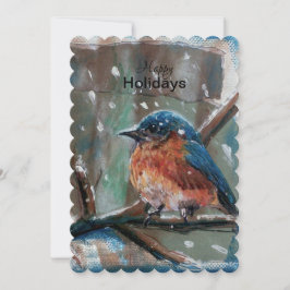 Tarjeta de vacaciones Blue Bird Adorable Little Wi