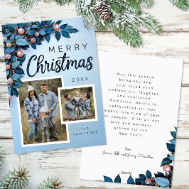 Tarjeta de vacaciones Blue Botanical 2 Navidades d