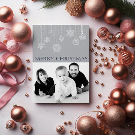 Tarjeta de vacaciones Blue Merry Christmas Family