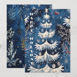 Tarjeta de vacaciones Blue White Christmas Tree