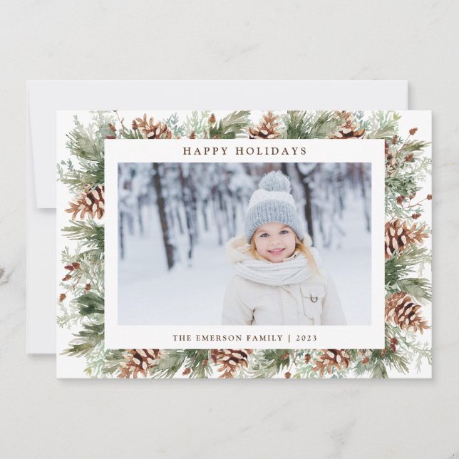 Tarjeta de vacaciones botánica para navidades (Anverso)