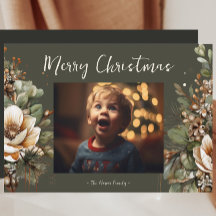 Tarjeta de vacaciones botánica Watercolor Magnolia