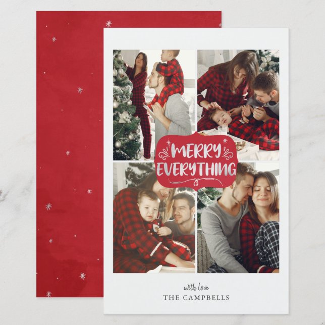 Tarjeta de vacaciones Budget Red Merry Everything  (Anverso / Reverso)