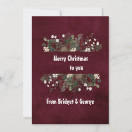 tarjeta de vacaciones burgundy scandinavian wreath