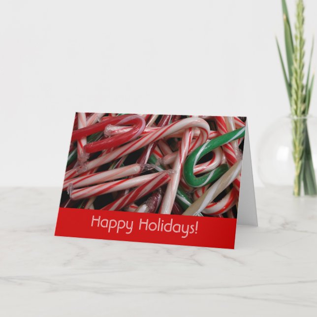 Tarjeta de vacaciones Candy Canes (interior en bla (Anverso)