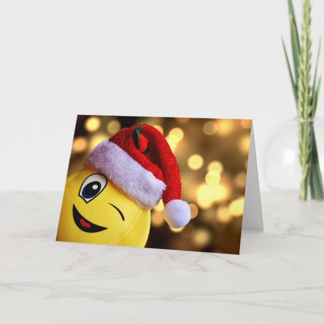 Tarjeta de vacaciones cara a Emoji de Navidades (Anverso)