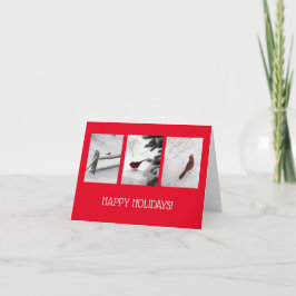 tarjeta de vacaciones - Cardenales en la Nieve