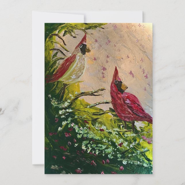 Tarjeta de vacaciones Cardinal Couple (Anverso)