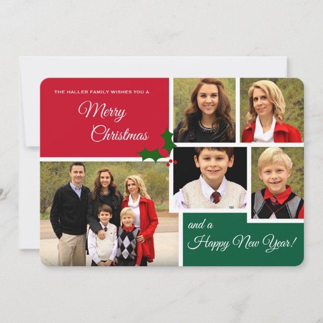 Tarjeta de vacaciones Classic Holly 5 Photo (Anverso)