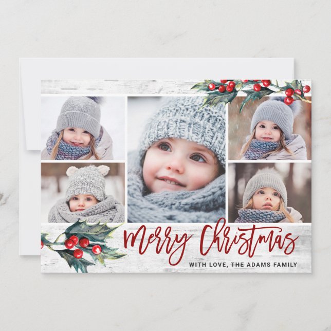 Tarjeta de vacaciones Collage de navidades Holly 5 (Anverso)