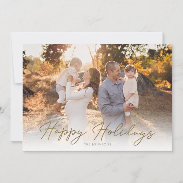 Tarjeta de vacaciones Collage Gold Happy Holidays (Anverso)