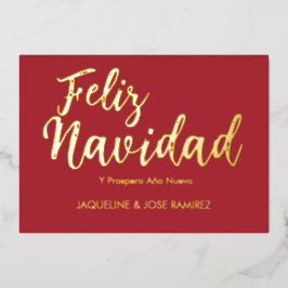Tarjeta de vacaciones con foil dorado y texto 'Fel