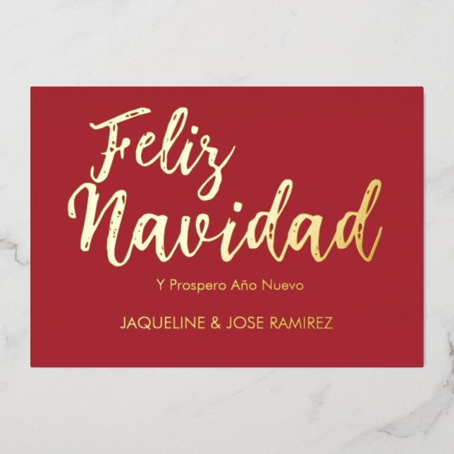 Tarjeta de vacaciones con foil dorado y texto 'Fel (Anverso)