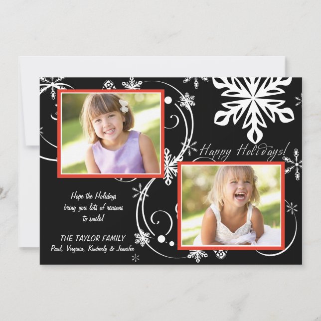 Tarjeta de vacaciones con foto - Copo de nieve osc (Anverso)