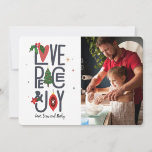 Tarjeta de vacaciones con foto de Amor Paz y Alegr