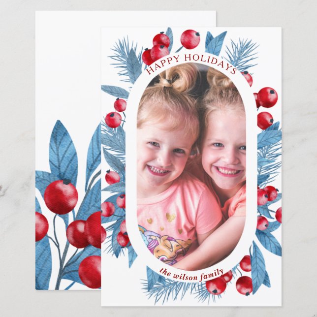 Tarjeta de vacaciones con foto de arcos azules con (Anverso / Reverso)