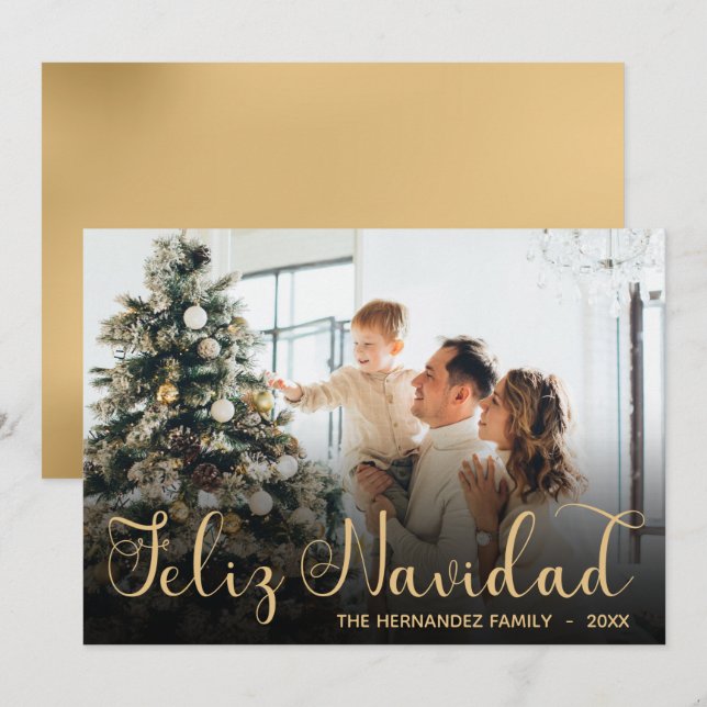Tarjeta de vacaciones con foto de Feliz Navidad (Anverso / Reverso)