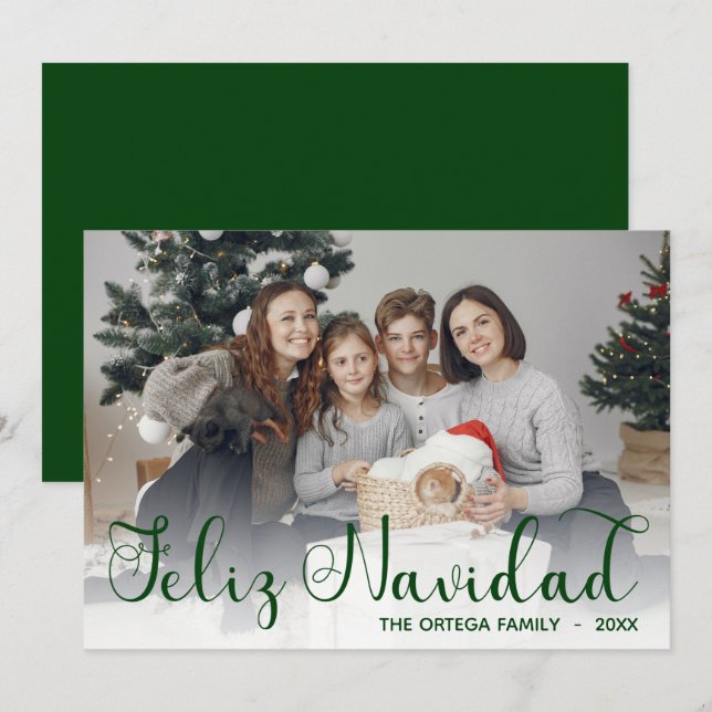 Tarjeta de vacaciones con foto de Feliz Navidad (Anverso / Reverso)