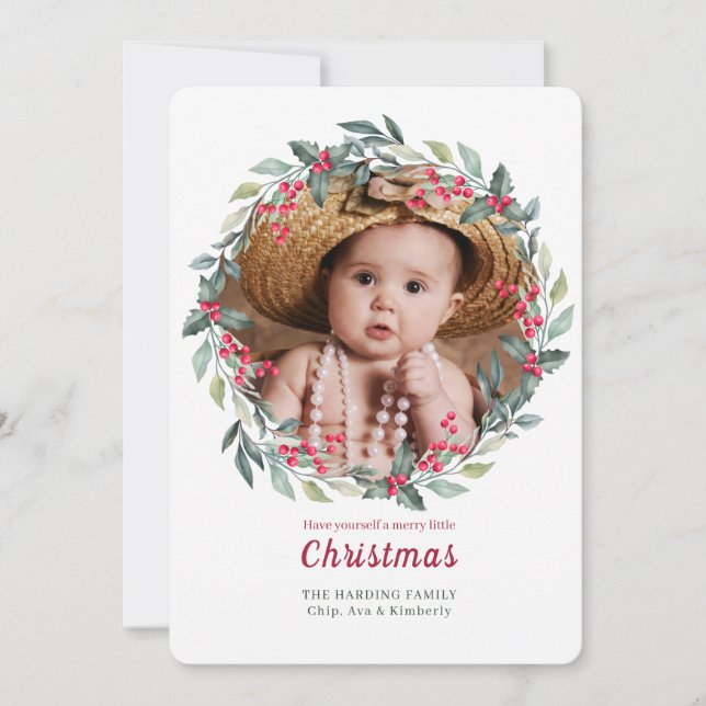 Tarjeta de vacaciones con foto de marco de corona  (Anverso)