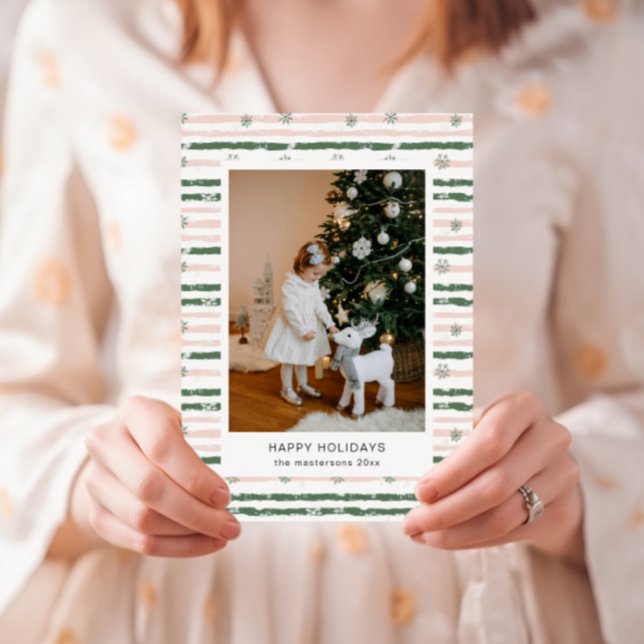 Tarjeta de vacaciones con foto de rayas rosadas y  (Subido por el creador)