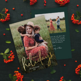 Tarjeta de vacaciones con foto y guión moderno Fel